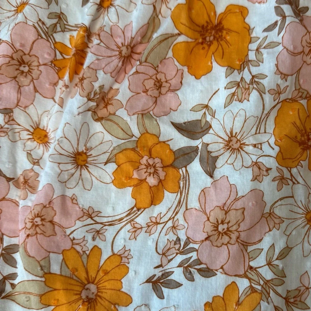 Lush Floral Dress Women’s Small Summer Dress 100% Cotton Orange Pink White - Picture 3 of 10